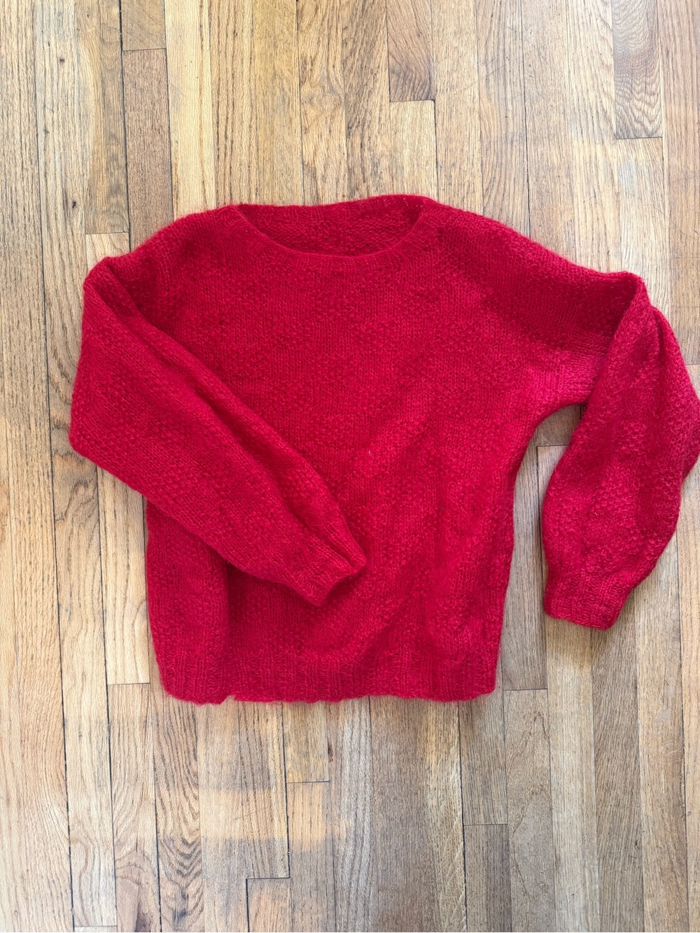 Handknit Checkered Mohair Sweater
